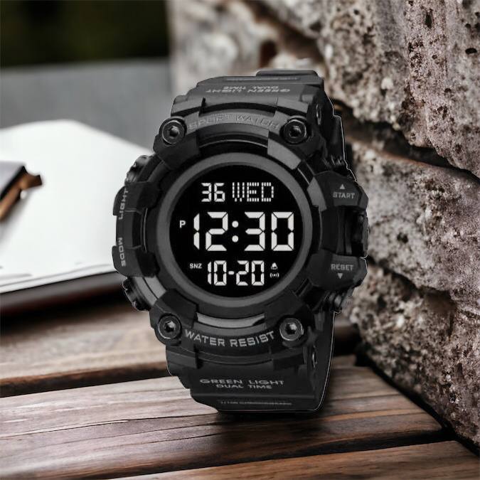 Годинник наручний чоловічий SKMEI 1968BKBK BLACK-BLACK, водостійкий тактичний годинник. Колір: чорний