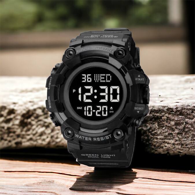 Годинник наручний чоловічий SKMEI 1968BKBK BLACK-BLACK, водостійкий тактичний годинник. Колір: чорний