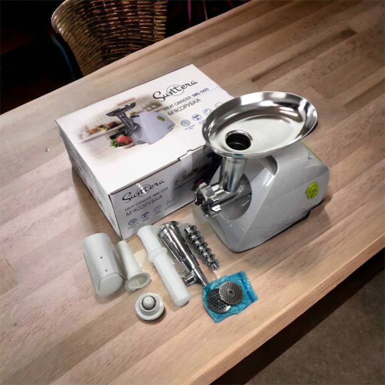 Мясорубка Suntera SMG-5425W, мясорубка-соковыжималка, электрическая мясорубка с насадками для дома
