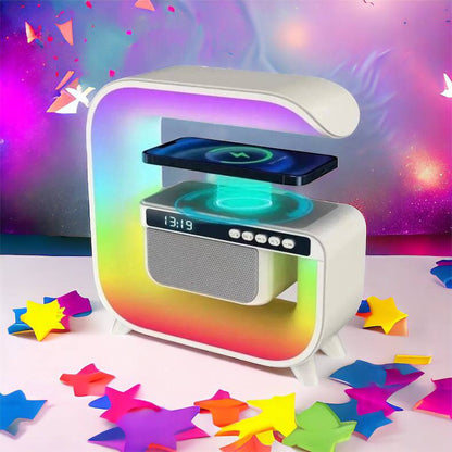 Ночник аккумуляторный RGB G3 с беспроводной зарядкой 15W и Bluetooth колонкой 3W Настольная смарт лампа