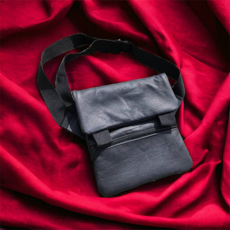 Тактична шкіряна сумка з кобурою, чоловічий месенджер, барсетка - чорний слінг, чоловіча сумка через плече