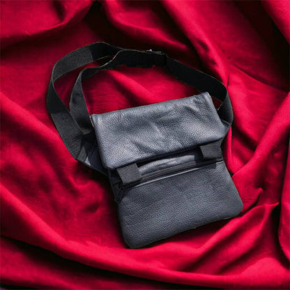 Тактична шкіряна сумка з кобурою, чоловічий месенджер, барсетка - чорний слінг, чоловіча сумка через плече