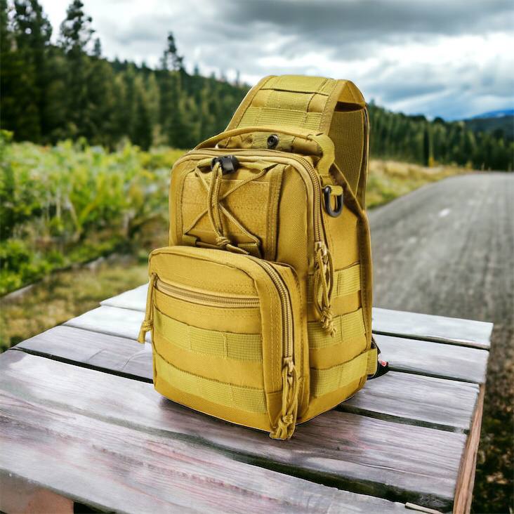 Качественная тактическая сумка, укрепленная мужская сумка рюкзак тактическая слинг. Цвет: койот