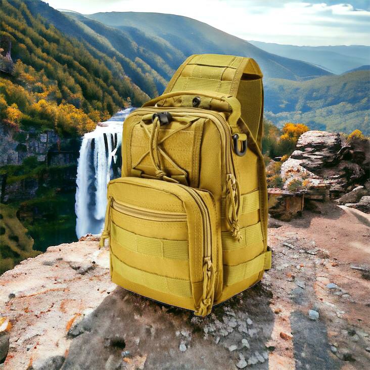 Качественная тактическая сумка, укрепленная мужская сумка рюкзак тактическая слинг. Цвет: койот