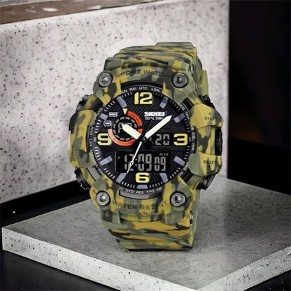 Часы наручные мужские SKMEI 1520CMGN CAMO GREEN, часы военные мужские, для военнослужащих. Цвет: камуфляж