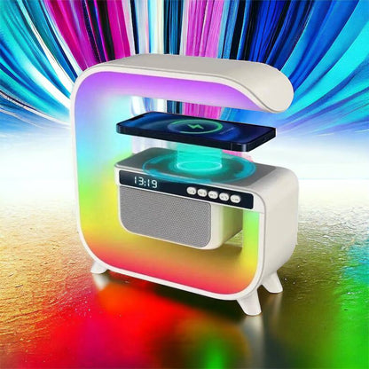 Ночник аккумуляторный RGB G3 с беспроводной зарядкой 15W и Bluetooth колонкой 3W Настольная смарт лампа