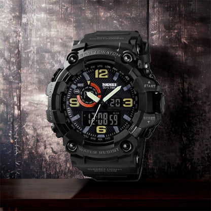 Часы наручные мужские SKMEI 1520BK BLACK, армейские часы противоударные. Цвет: черный