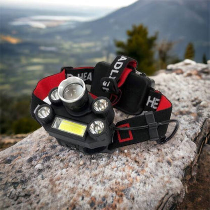 Фонарик налобный Bailong BL-T64-T6+4XPE, светодиодный фонарь на лоб, мощный налобный фонарь для рыбалки