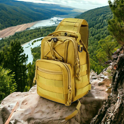 Качественная тактическая сумка, укрепленная мужская сумка рюкзак тактическая слинг. Цвет: койот