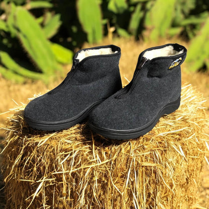 Черевики чоловічі утеплені на застібці 41 розмір, повстяні бурки, домашні чоловічі валянки. Колір: сірий