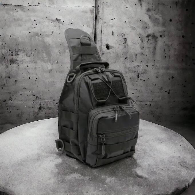 Качественная тактическая сумка, укрепленная мужская сумка рюкзак тактическая слинг. Цвет: черный