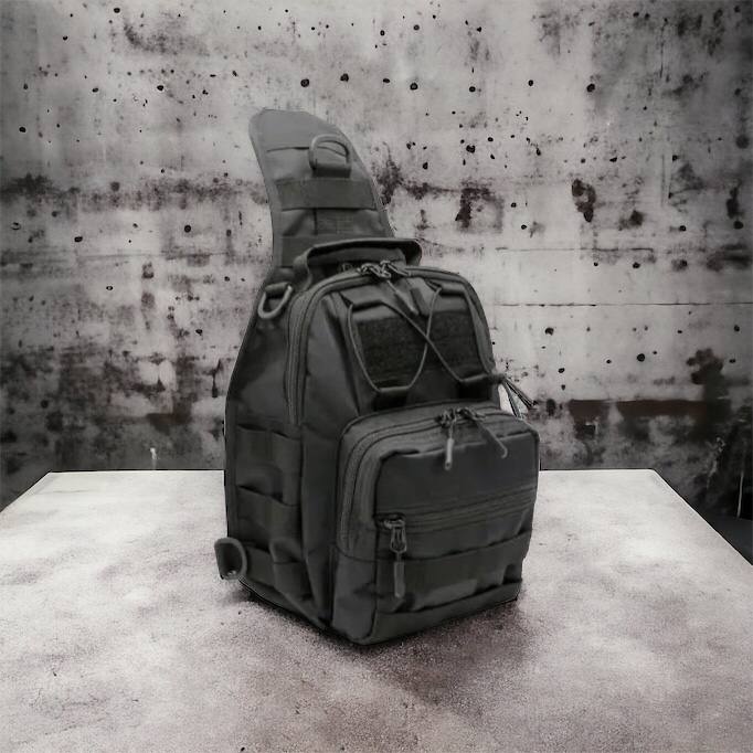 Качественная тактическая сумка, укрепленная мужская сумка рюкзак тактическая слинг. Цвет: черный