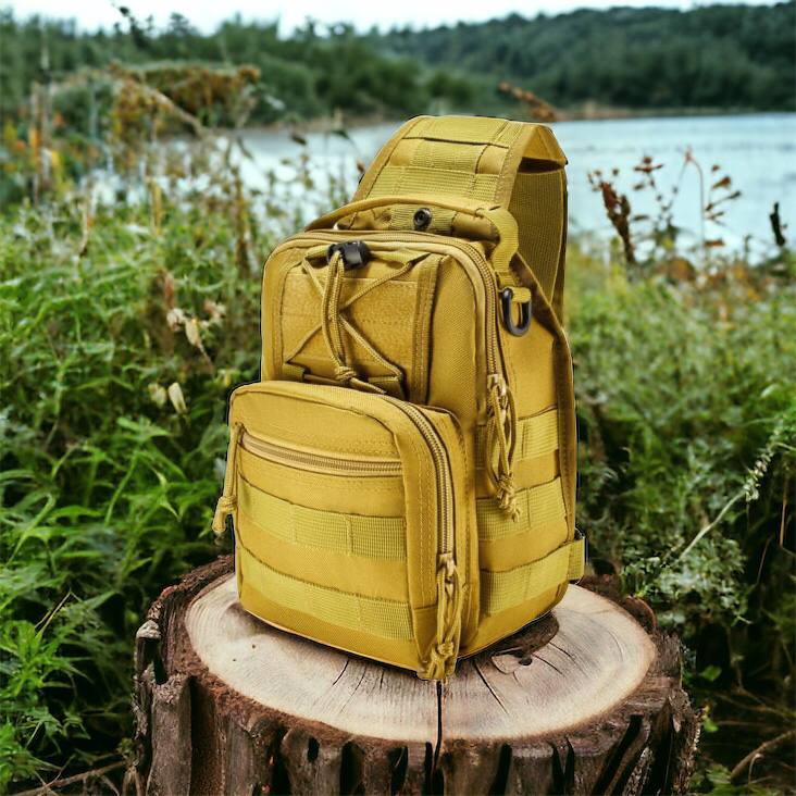 Качественная тактическая сумка, укрепленная мужская сумка рюкзак тактическая слинг. Цвет: койот