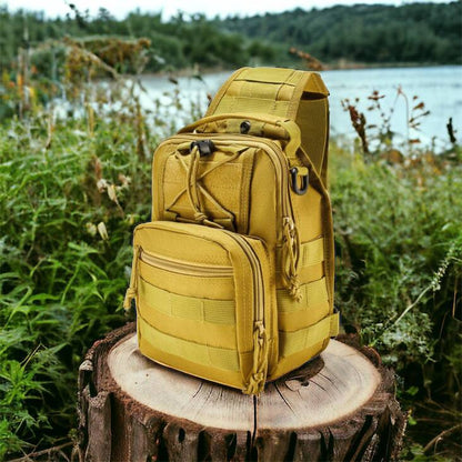 Качественная тактическая сумка, укрепленная мужская сумка рюкзак тактическая слинг. Цвет: койот