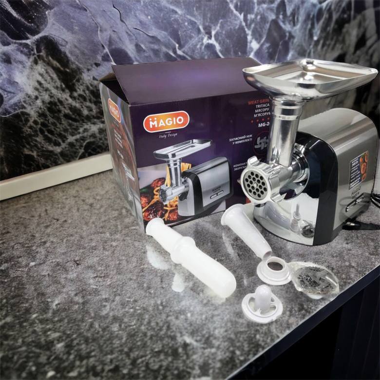 Мясорубка Magio MG-269, 2400 W, мясорубка электрическая металл, мясорубка с металлическим редуктором