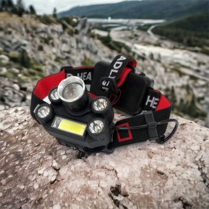 Фонарик налобный Bailong BL-T64-T6+4XPE, светодиодный фонарь на лоб, мощный налобный фонарь для рыбалки