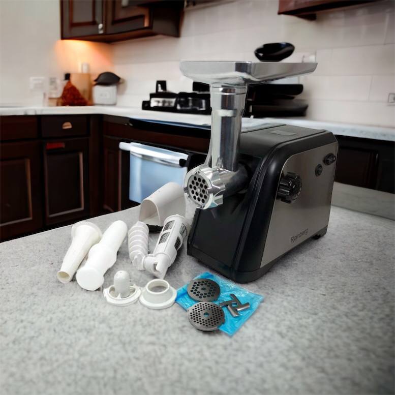 Мясорубка Rainberg RB-672 3000W электрическая с реверсом и соковыжималкой, мясорубка электрическая металл
