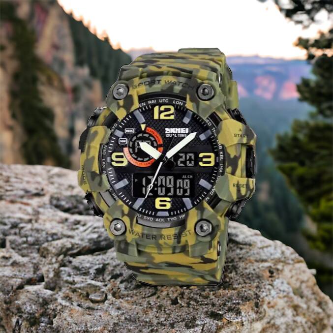 Часы наручные мужские SKMEI 1520CMGN CAMO GREEN, часы военные мужские, для военнослужащих. Цвет: камуфляж