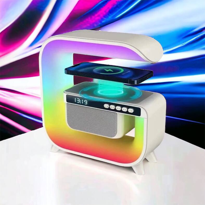Ночник аккумуляторный RGB G3 с беспроводной зарядкой 15W и Bluetooth колонкой 3W Настольная смарт лампа