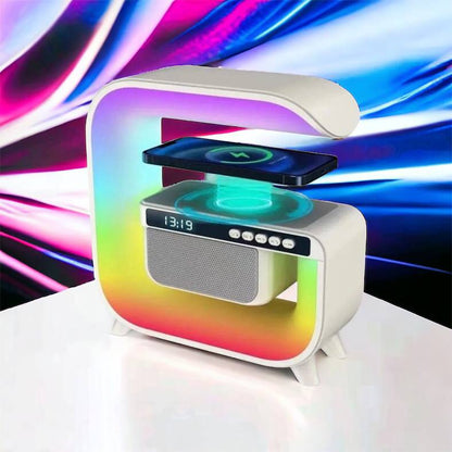 Ночник аккумуляторный RGB G3 с беспроводной зарядкой 15W и Bluetooth колонкой 3W Настольная смарт лампа