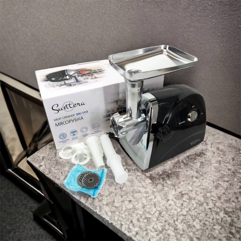 Мясорубка Suntera SMG-5418B 1800 Вт, электромясорубка для шинковки, мясорубка электрическая металл