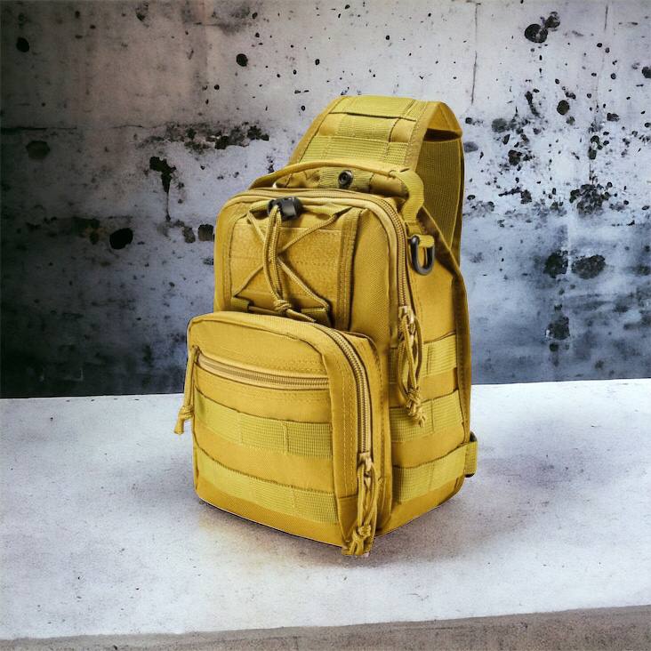 Качественная тактическая сумка, укрепленная мужская сумка рюкзак тактическая слинг. Цвет: койот