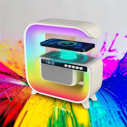 Ночник аккумуляторный RGB G3 с беспроводной зарядкой 15W и Bluetooth колонкой 3W Настольная смарт лампа
