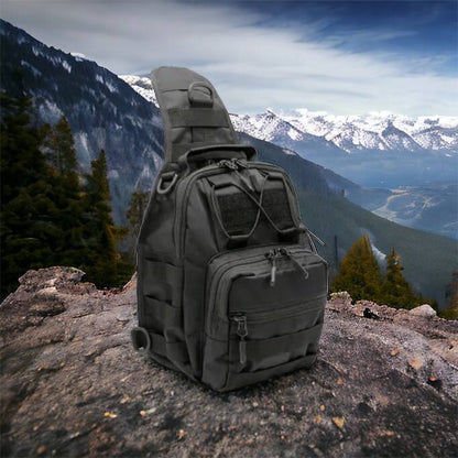 Качественная тактическая сумка, укрепленная мужская сумка рюкзак тактическая слинг. Цвет: черный