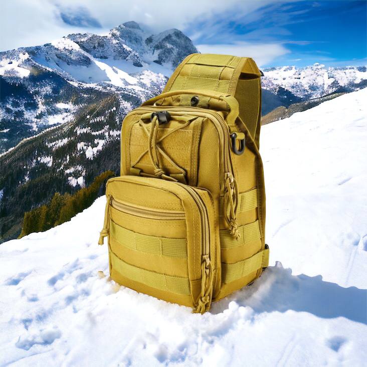 Качественная тактическая сумка, укрепленная мужская сумка рюкзак тактическая слинг. Цвет: койот