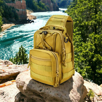 Качественная тактическая сумка, укрепленная мужская сумка рюкзак тактическая слинг. Цвет: койот