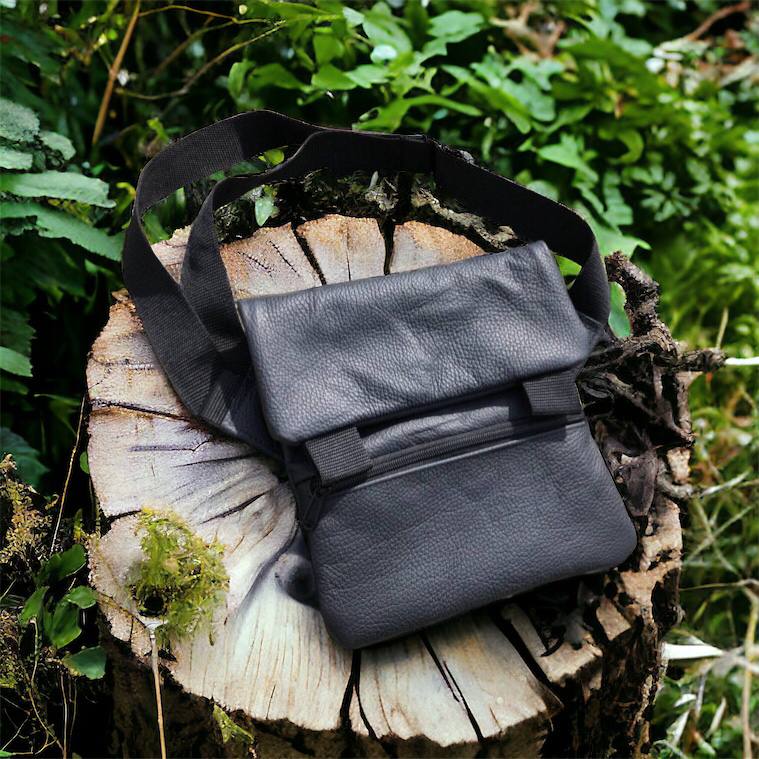 Тактична шкіряна сумка з кобурою, чоловічий месенджер, барсетка - чорний слінг, чоловіча сумка через плече