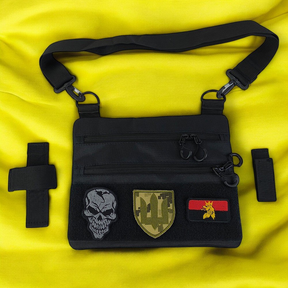 Сумка тактична чорна для прихованого носіння з кобурою, чоловічий месенджер із кордури