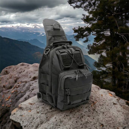 Качественная тактическая сумка, укрепленная мужская сумка рюкзак тактическая слинг. Цвет: черный