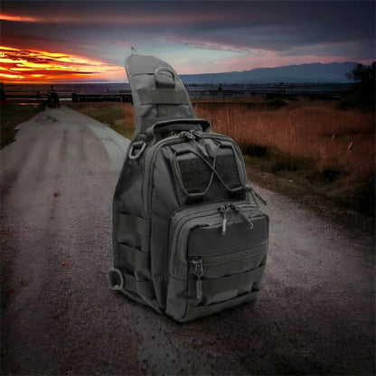 Качественная тактическая сумка, укрепленная мужская сумка рюкзак тактическая слинг. Цвет: черный