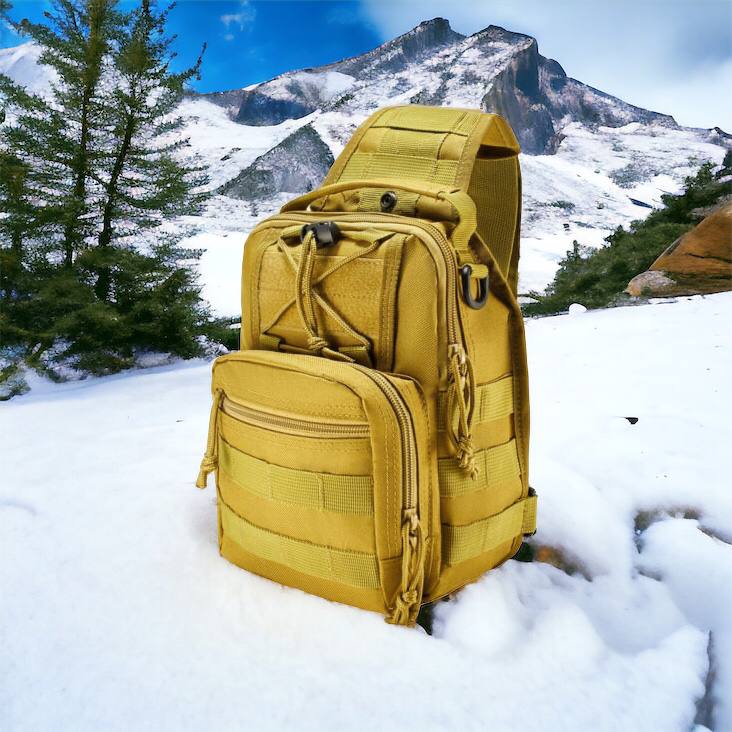 Качественная тактическая сумка, укрепленная мужская сумка рюкзак тактическая слинг. Цвет: койот