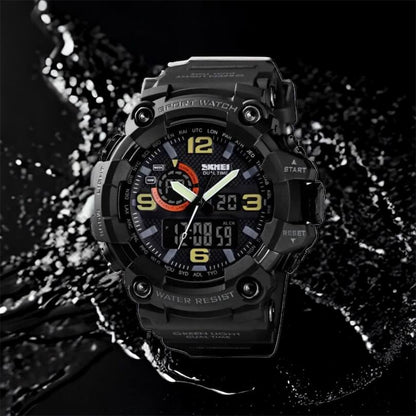 Часы наручные мужские SKMEI 1520BK BLACK, армейские часы противоударные. Цвет: черный