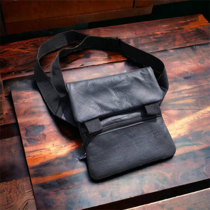 Тактична шкіряна сумка з кобурою, чоловічий месенджер, барсетка - чорний слінг, чоловіча сумка через плече