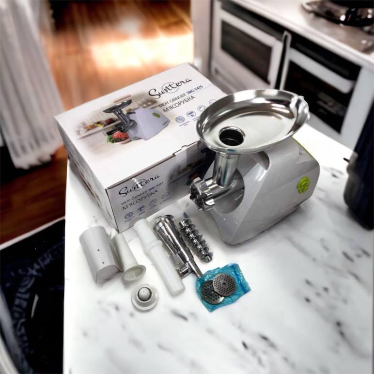 Мясорубка Suntera SMG-5425W, мясорубка-соковыжималка, электрическая мясорубка с насадками для дома