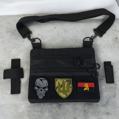 Сумка тактична чорна для прихованого носіння з кобурою, чоловічий месенджер із кордури