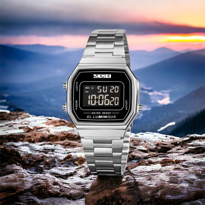 Часы наручные мужские SKMEI 1647SI, армейские часы противоударные, модные мужские часы
