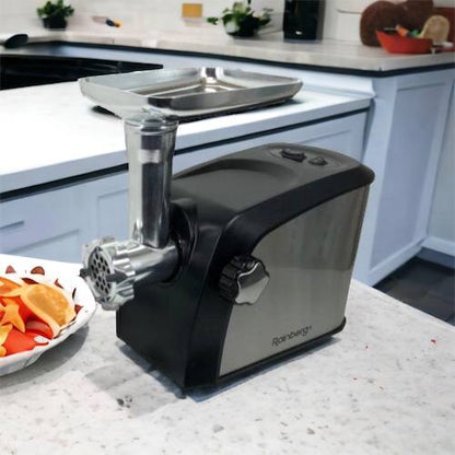 Электрическая мясорубка Rainberg RB-673 с соковыжималкой и шинковкой 9 насадок 3000W с реверсом