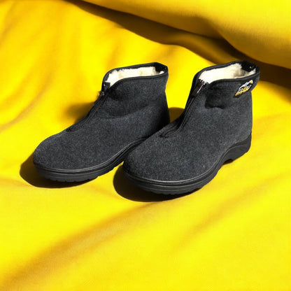 Черевики чоловічі утеплені на застібці 41 розмір, повстяні бурки, домашні чоловічі валянки. Колір: сірий