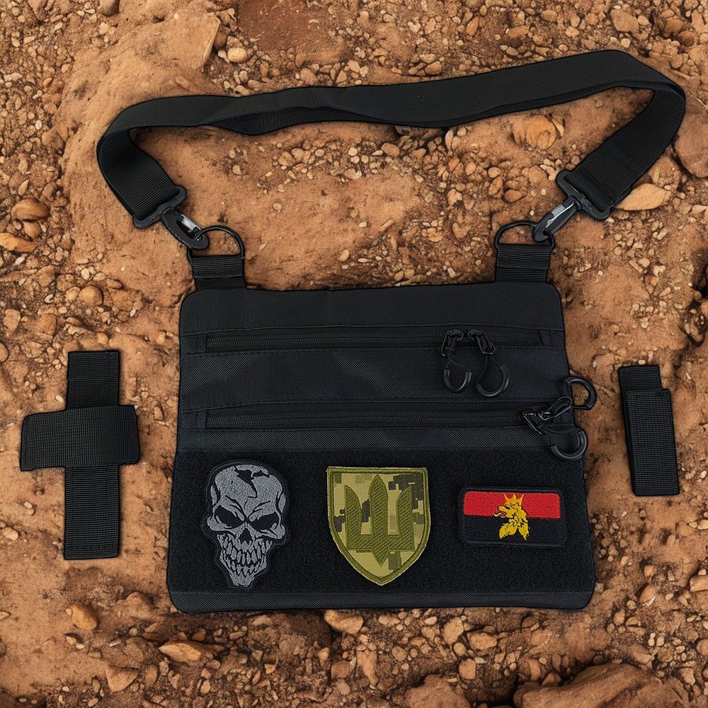 Сумка тактична чорна для прихованого носіння з кобурою, чоловічий месенджер із кордури