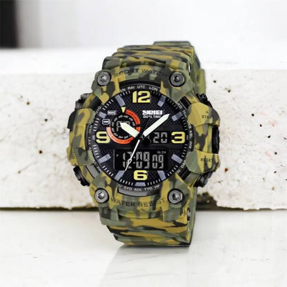 Часы наручные мужские SKMEI 1520CMGN CAMO GREEN, часы военные мужские, для военнослужащих. Цвет: камуфляж