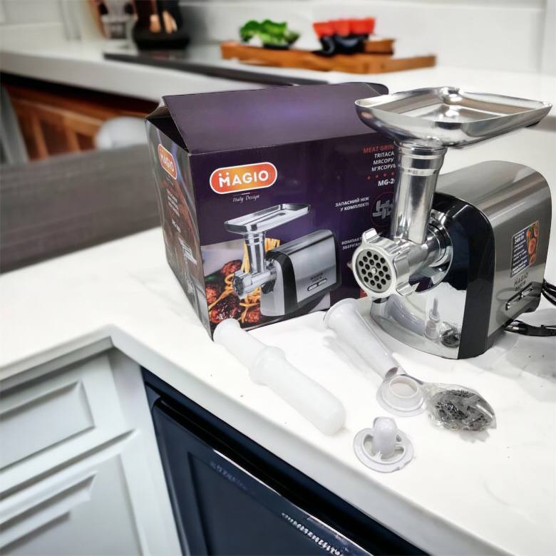 Мясорубка Magio MG-269, 2400 W, мясорубка электрическая металл, мясорубка с металлическим редуктором