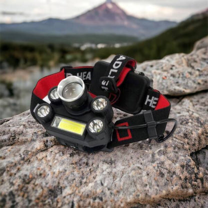 Фонарик налобный Bailong BL-T64-T6+4XPE, светодиодный фонарь на лоб, мощный налобный фонарь для рыбалки