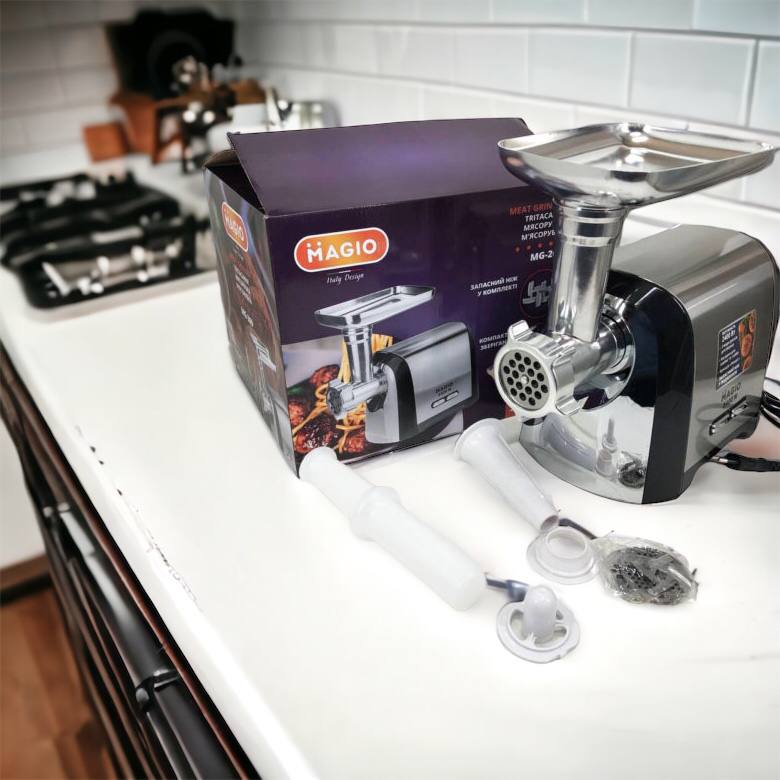 Мясорубка Magio MG-269, 2400 W, мясорубка электрическая металл, мясорубка с металлическим редуктором