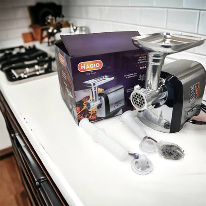 Мясорубка Magio MG-269, 2400 W, мясорубка электрическая металл, мясорубка с металлическим редуктором