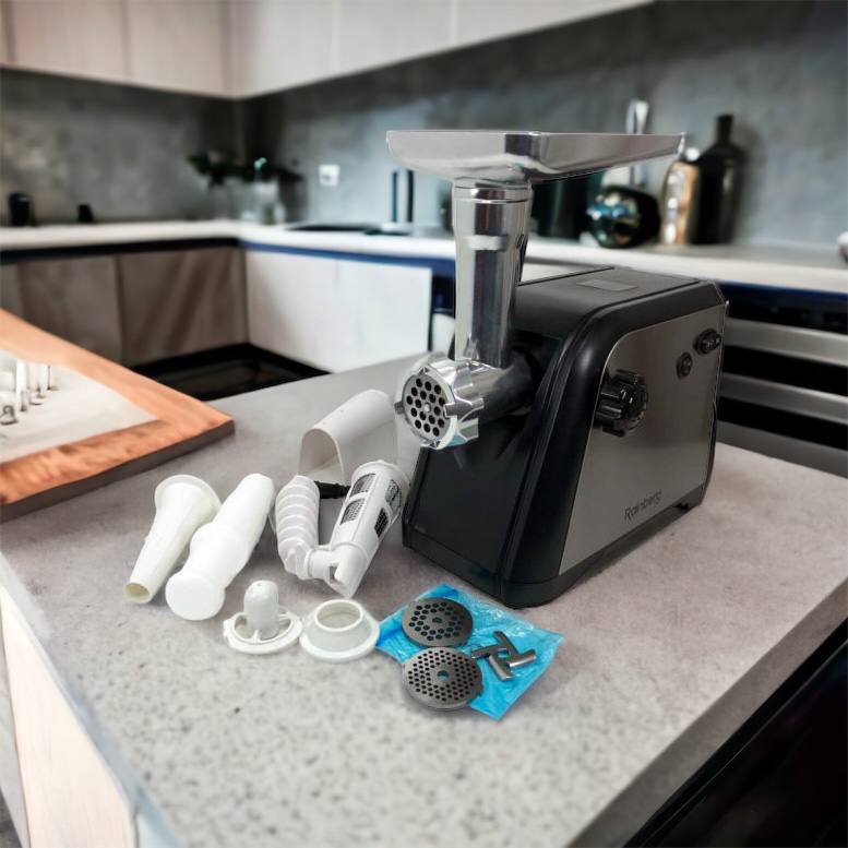 Мясорубка Rainberg RB-672 3000W электрическая с реверсом и соковыжималкой, мясорубка электрическая металл