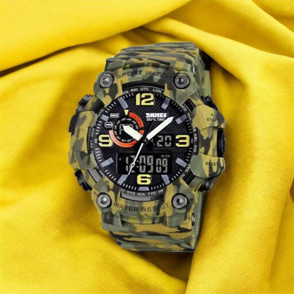 Часы наручные мужские SKMEI 1520CMGN CAMO GREEN, часы военные мужские, для военнослужащих. Цвет: камуфляж